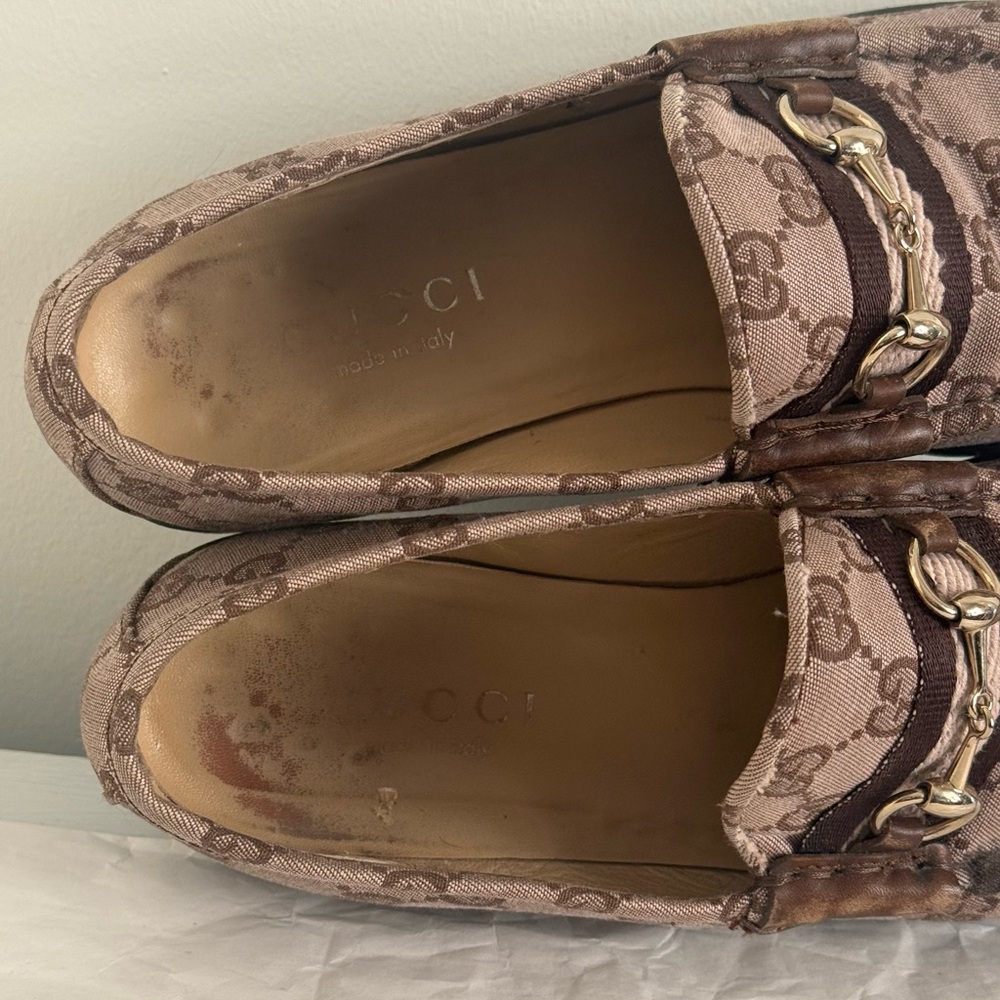 Gucci GG Supreme Monogram Canvas Horsebit Jordaan Brixton Loafers Brown 1953 7.5 - Picture 12 of 14